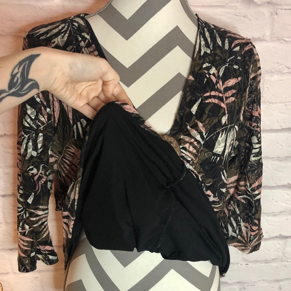 Sparkly Leaf Print Top - image 3